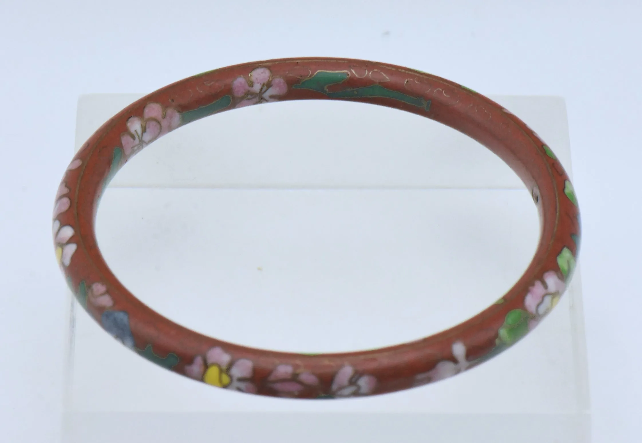 Vintage Red Cloisonne Bangle Bracelet