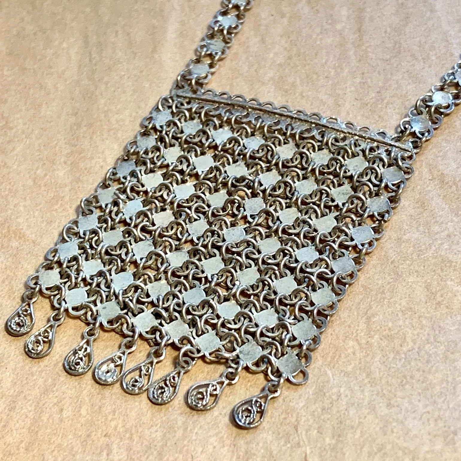 Vintage Silver Mesh Necklace, Israel