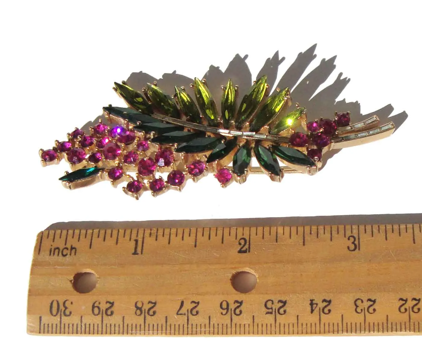 Vintage Trifari Esplanade Alfred Philippe Pink & Green Rhinestone Demi Parure