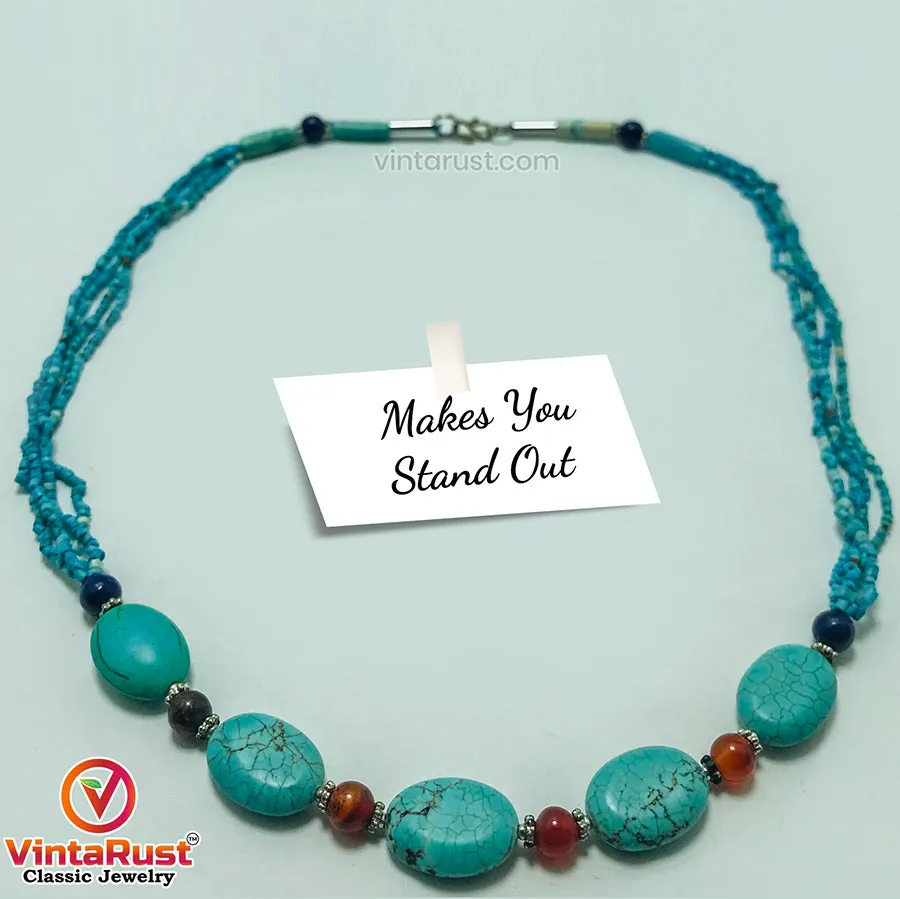 Vintage Turquoise Charm Choker Necklace