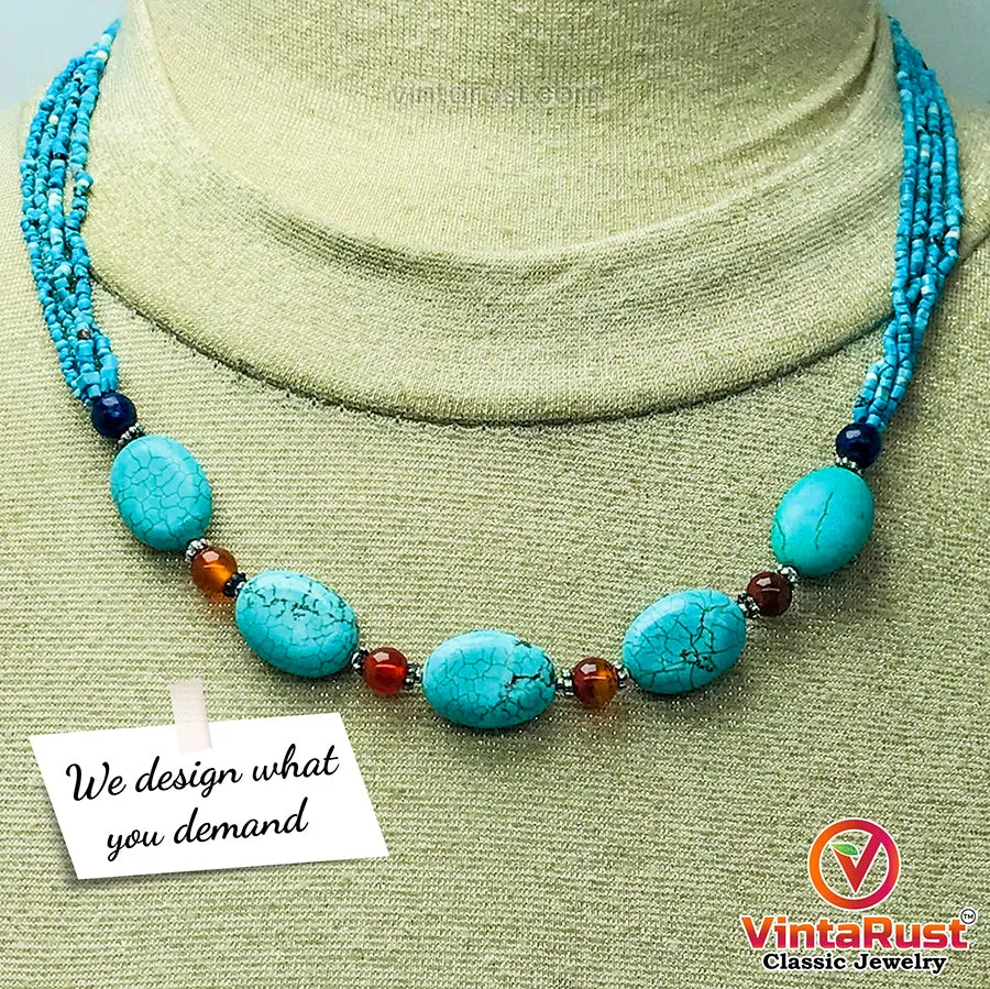 Vintage Turquoise Charm Choker Necklace