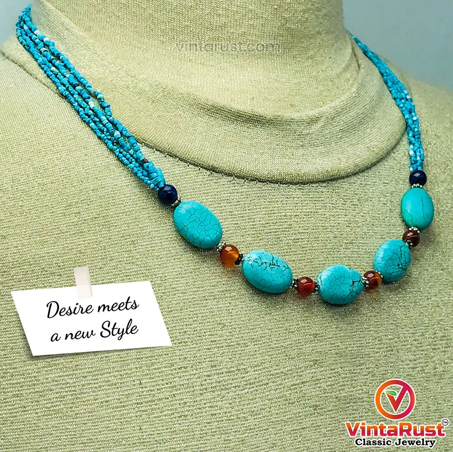 Vintage Turquoise Charm Choker Necklace