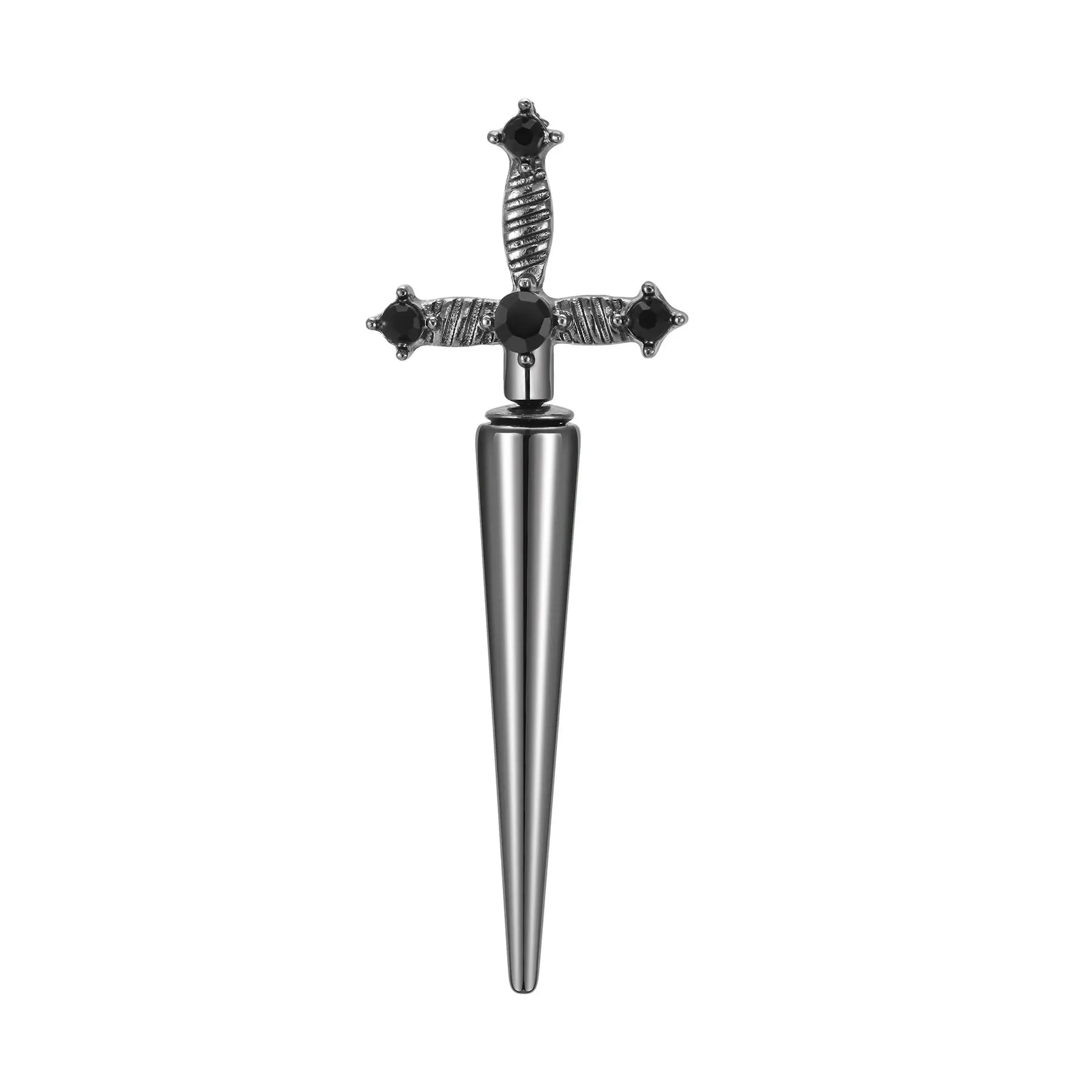 Vnox Gothic Kinitial Sword Earrings for Women Men, Vintage Cool Punk Black Ear Goth Dagger Earrings Jewelry Gift