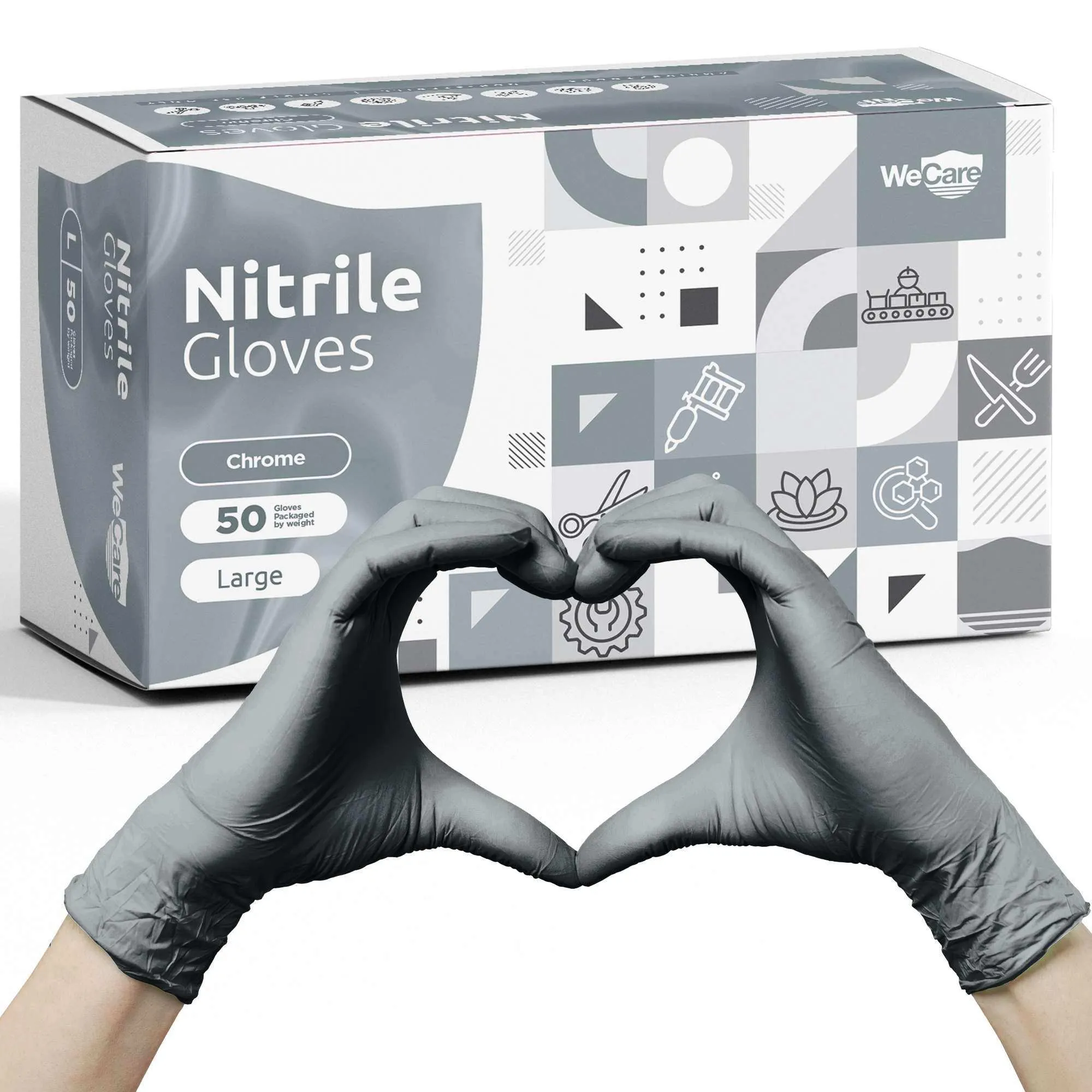 WeCare Pearlescent Chrome Disposable Nitrile Gloves