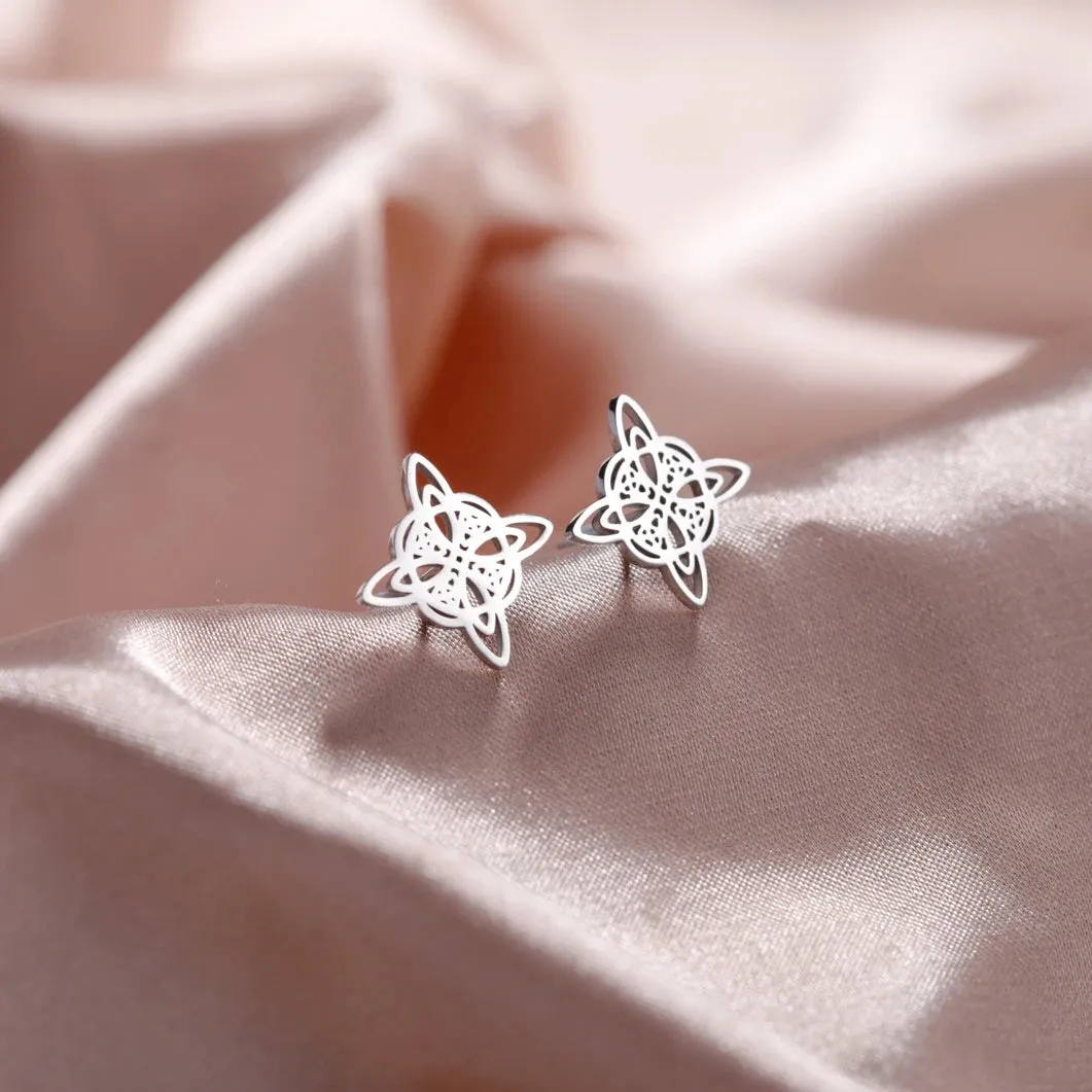 Witchcraft Stainless Steel Witch Knot Stud Earrings for Women Celtic Knot Amulet Protection Earring Jewelry Valentines Day Gift