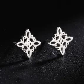 Witchcraft Stainless Steel Witch Knot Stud Earrings for Women Celtic Knot Amulet Protection Earring Jewelry Valentines Day Gift