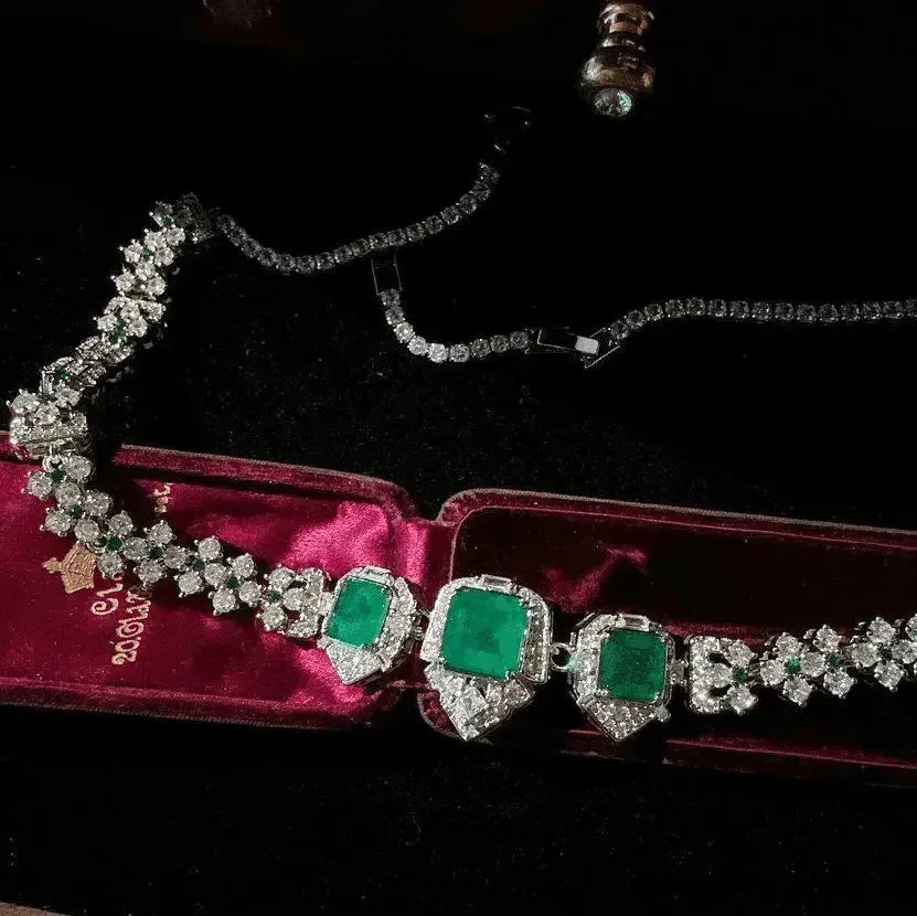 Women's Caviar Emerald Necklace Wheat Zircon Bracelet