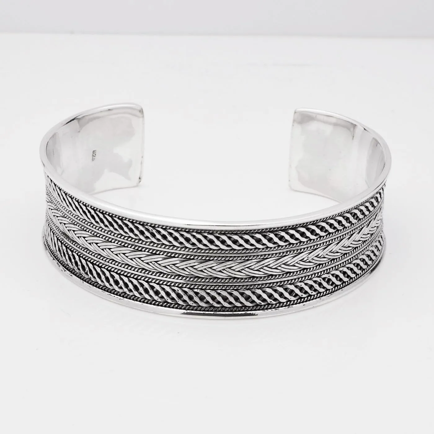 Women's Mens Chunky Celtic Cuff Bangle 925 Sterling Silver