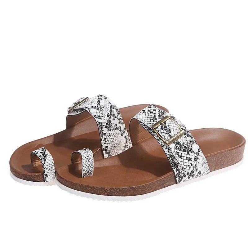 Women's ring toe footbed slide sandals