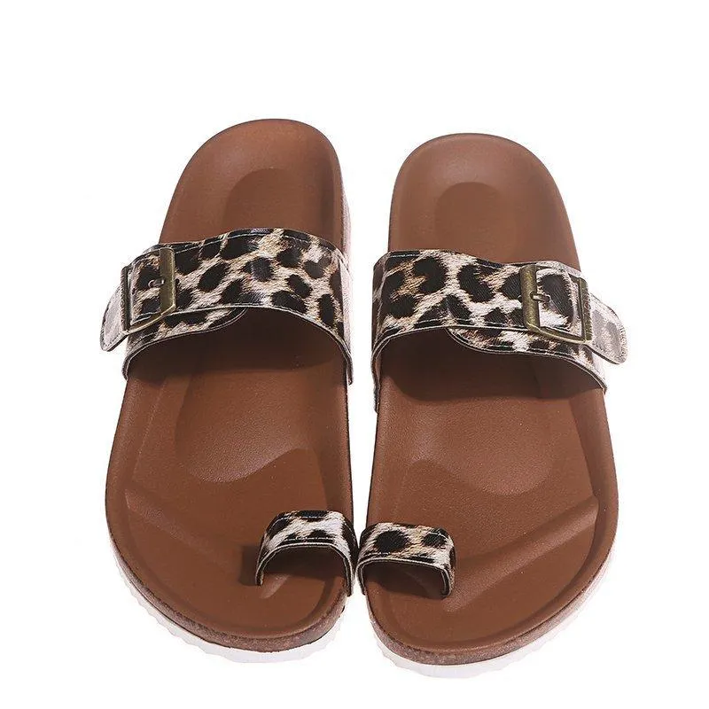 Women's ring toe footbed slide sandals