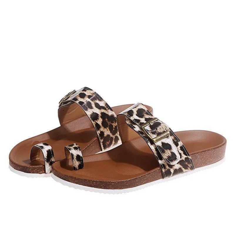 Women's ring toe footbed slide sandals