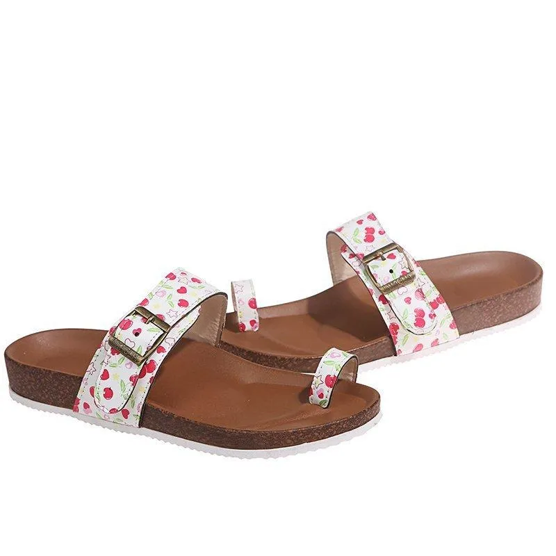 Women's ring toe footbed slide sandals