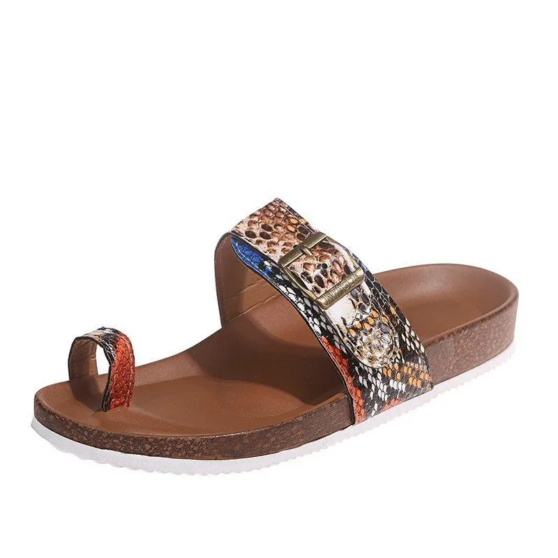 Women's ring toe footbed slide sandals