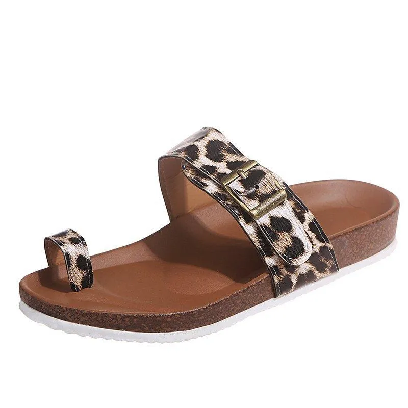 Women's ring toe footbed slide sandals