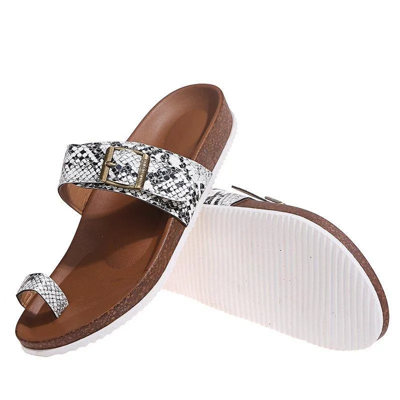 Women's ring toe footbed slide sandals