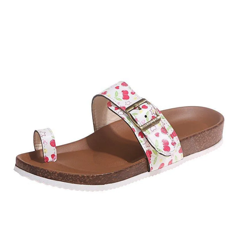 Women's ring toe footbed slide sandals