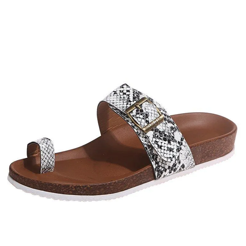 Women's ring toe footbed slide sandals