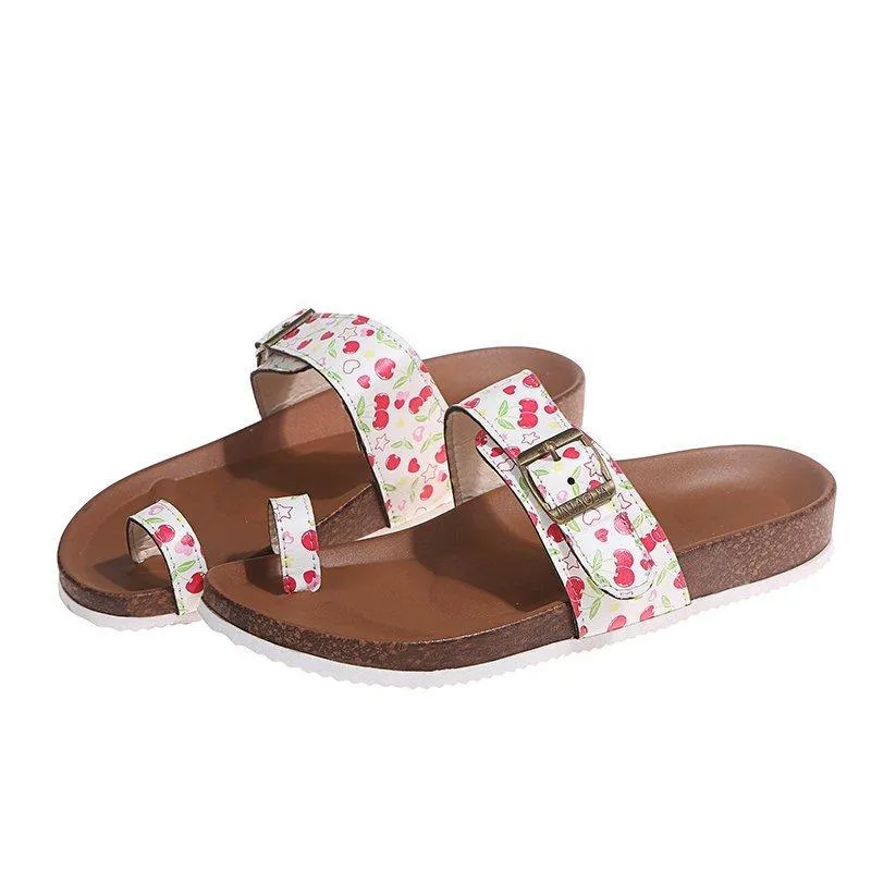 Women's ring toe footbed slide sandals