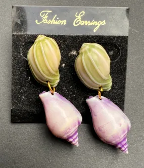 Wonderful Big 1980s Shell Earrings