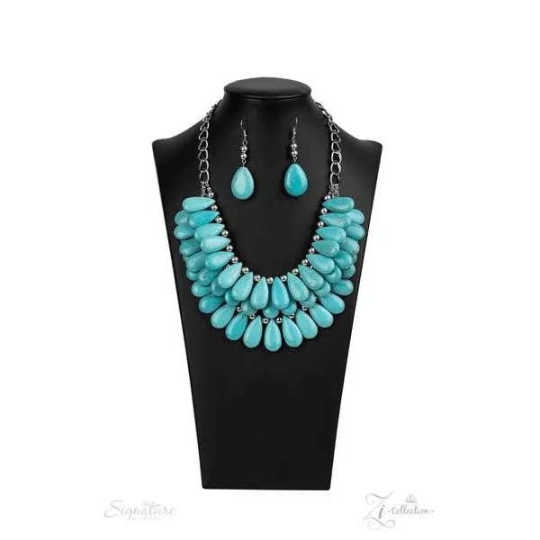 Zi Collection The Amy Turquoise (faux) Necklace & Earrings Set