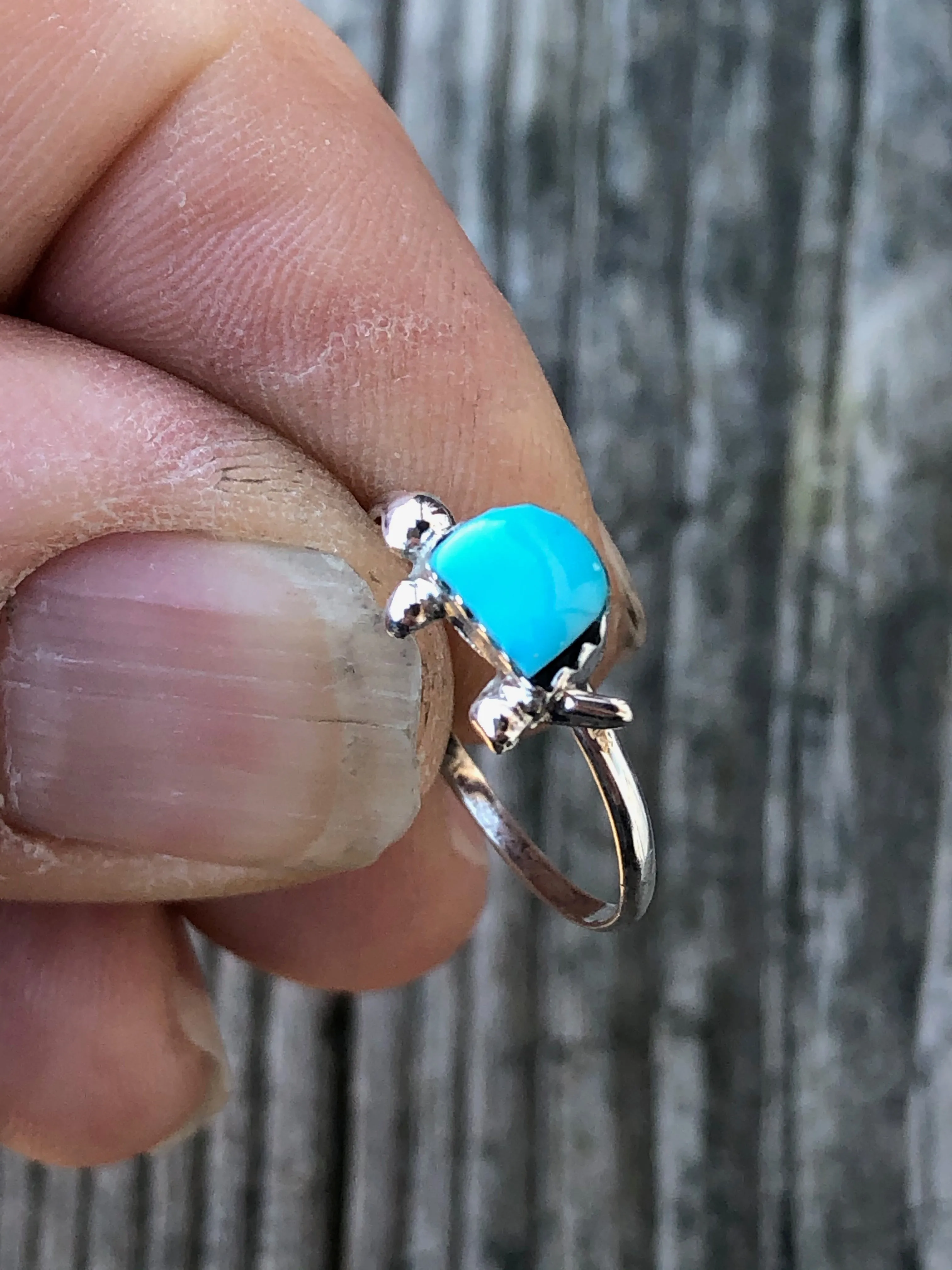 Zuni Turquoise Turtle sterling silver ring